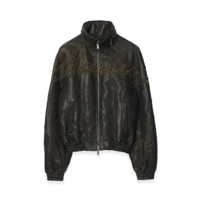 Burberry Cursive Logo Leather Jacket "Black"