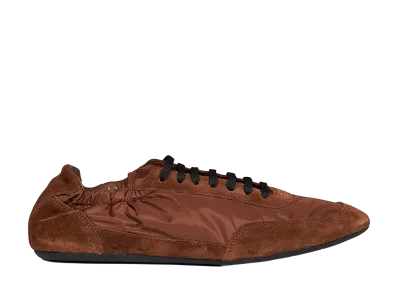PRADA Collapse Re-Nylon And Suede Elasticized Sneakers "Palisander"