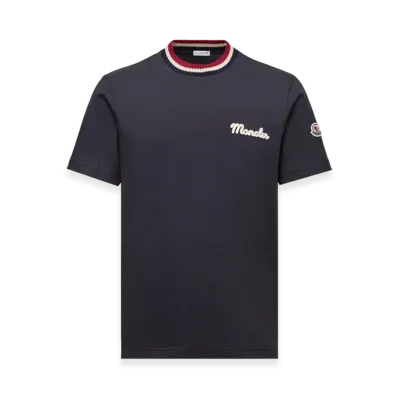 MONCLER Embroidered Logo Cotton T-Shirt "Navy Blue"