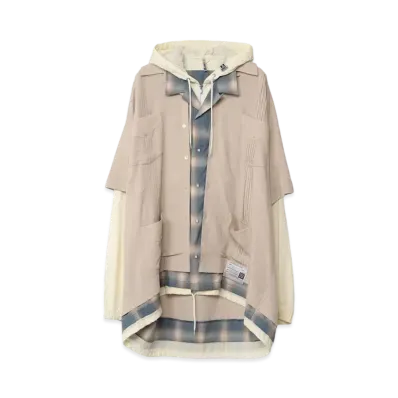 Maison MIHARA YASUHIRO Triple Layered Hooded Shirt "Beige"