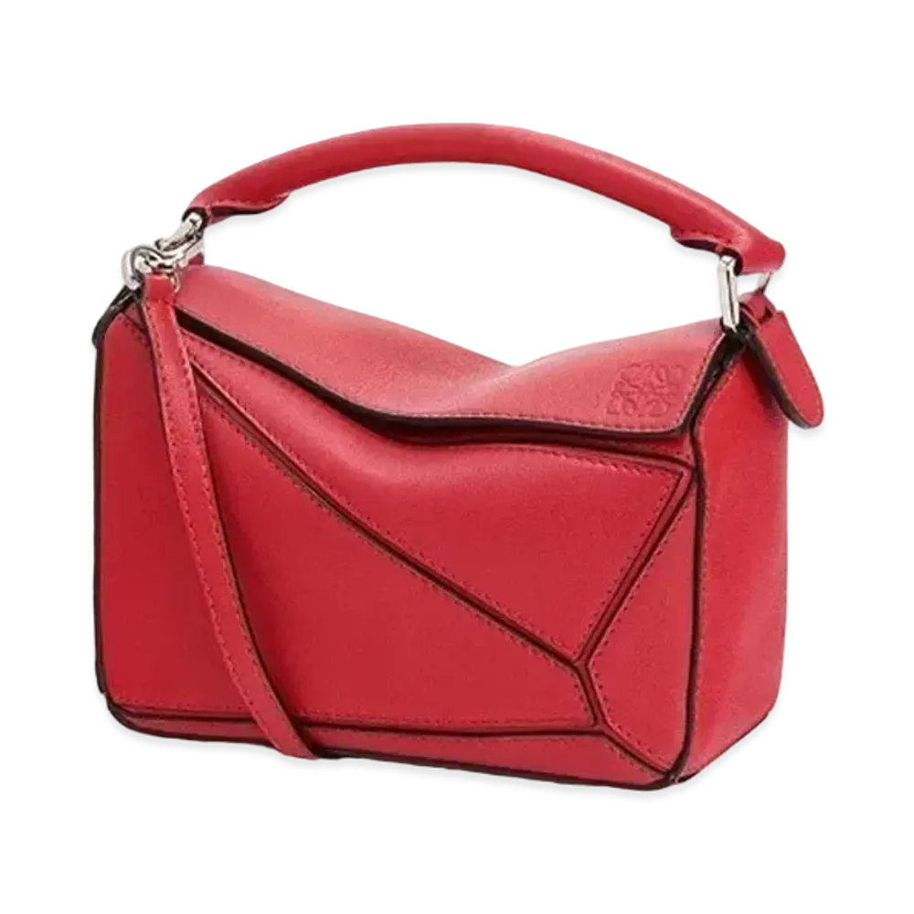 LOEWE Mini Puzzle Bag In Classic Calfskin "Pomodoro"