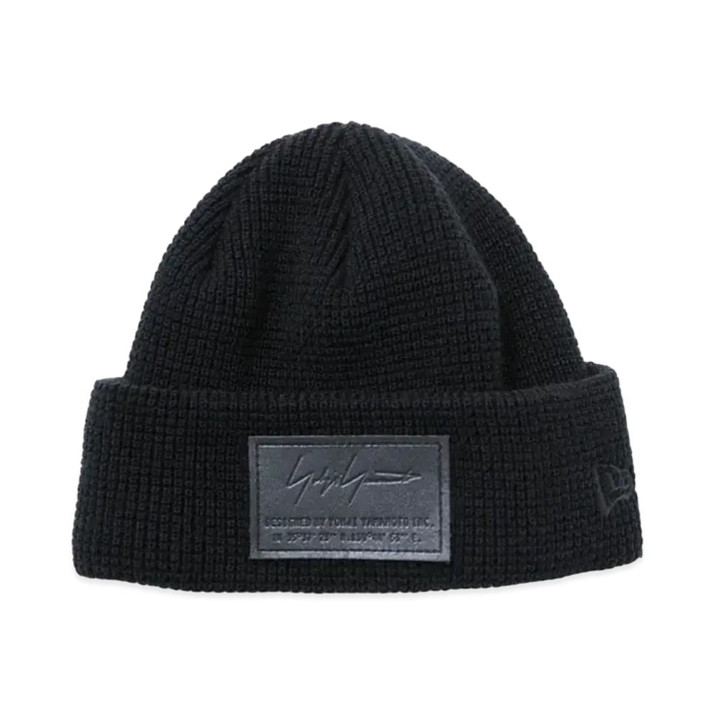 Yohji Yamamoto Pour Homme NEW ERA AC/WAFFUL CUFF KNIT SHORT YY LEATHER PATCH "Black"
