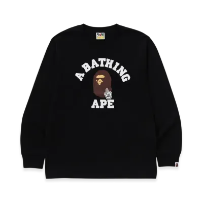 A BATHING APE Go Ape Pointer College Tee L/S Tee Bapec "Black"
