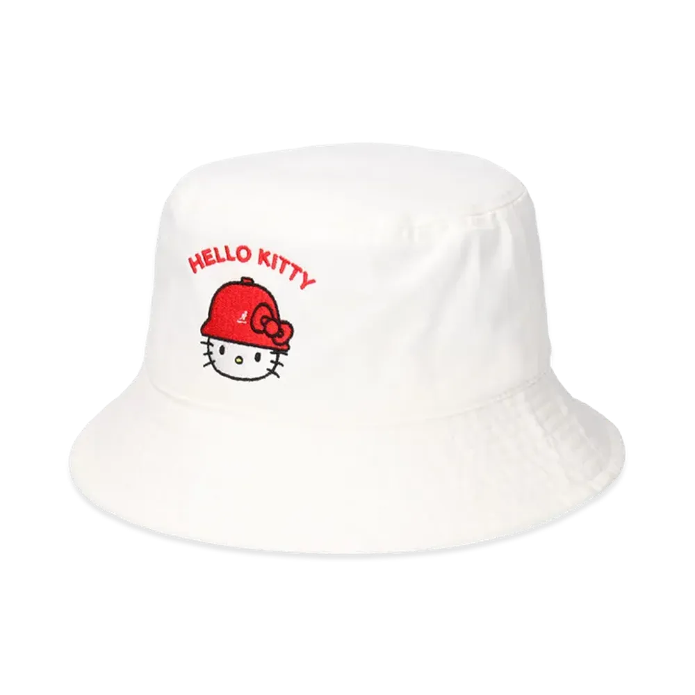 KANGOL x HELLO KITTY Washed Bucket "White"