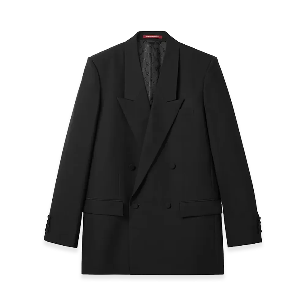 GUCCI Double-Breasted Technical Panama Blazer "Black"