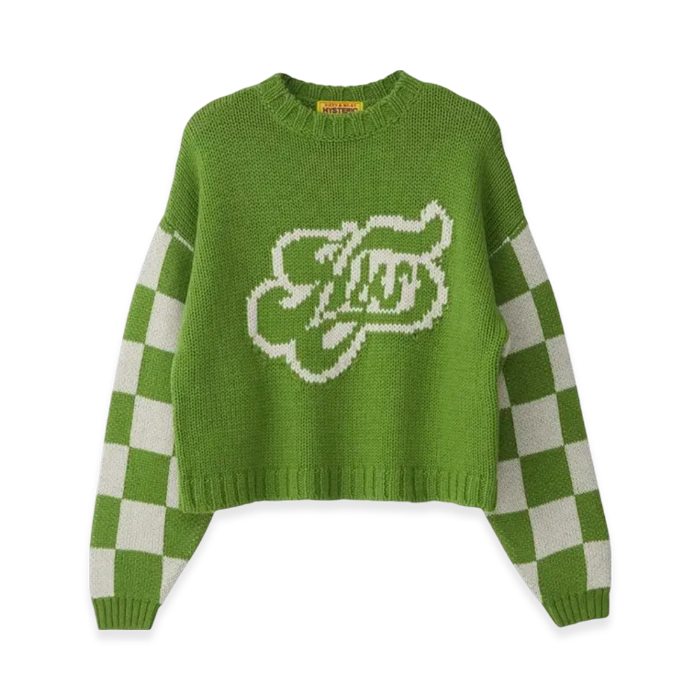 HYSTERIC GLAMOUR Swash Logo Jacquard Short Sweater "Green"