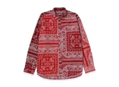 A BATHING APE Paisley Pattern LS Shirt "Red"