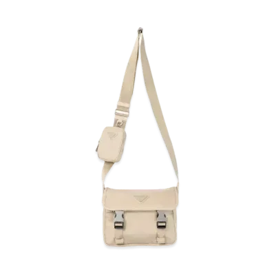 PRADA Re Nylon and Saffiano Leather Shoulder Bag "Desert Beige"
