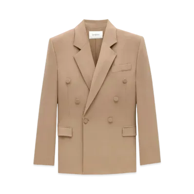 Saint Laurent Women's Jacket in Silk Crepe "Beige Fonce"