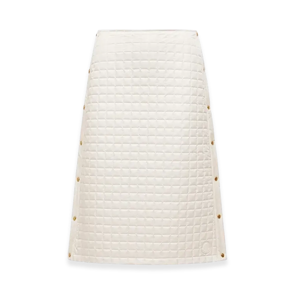 MONCLER Square-Quilted Padded Midi Skirt "White"