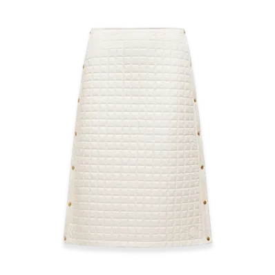 MONCLER Square-Quilted Padded Midi Skirt "White"