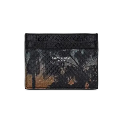 Saint Laurent Saint Laurent Paris Credit Card Case In Python "Azur/Orange Et Noir"