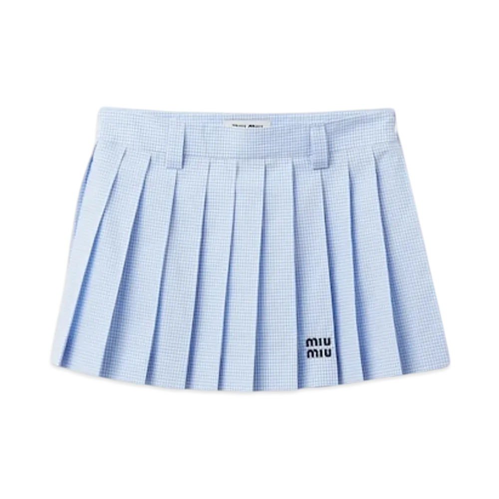 MIU MIU Women's Gingham Check Skirt "White/Light Blue"