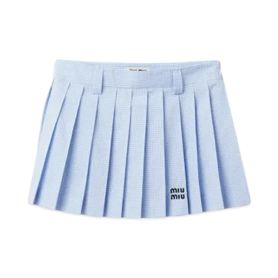 MIU MIU Women's Gingham Check Skirt "White/Light Blue"
