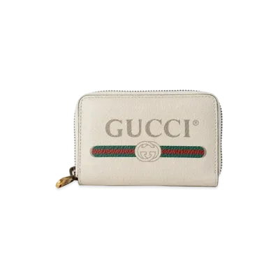 GUCCI Vintage Logo Print Coin Case "White"