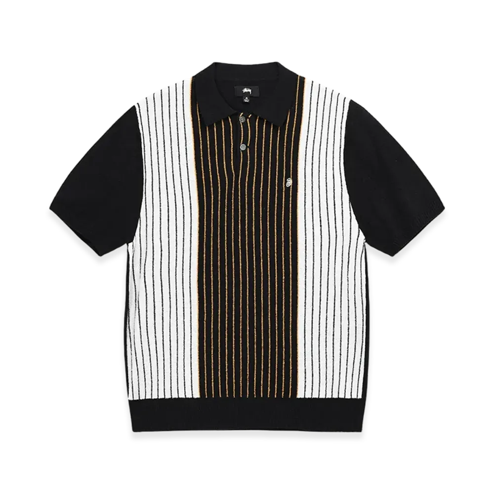 Stussy Textured SS Polo Sweater "Black Stripe"