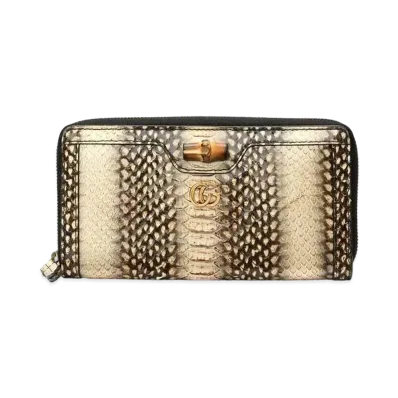 GUCCI Diana Python Zip Around Wallet "Natural"