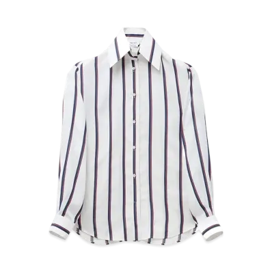 Alexander McQUEEN College Stripe Shirt "Ivory/Navy/Burgundy"