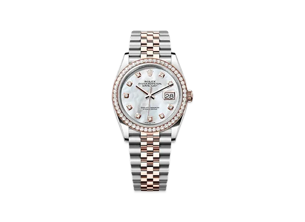 ROLEX Datejust 36mm Oystersteel & Everose Gold Diamond 126281RBR "White Mother-of-Pearl"