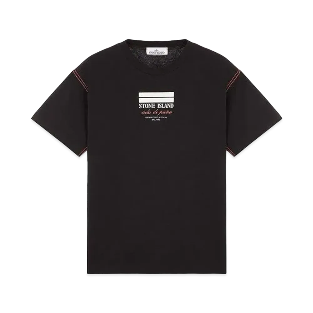 Stone Island 20894 COTTON JERSEY 'ULTRA INSTITUTIONAL THREE' PRINT_REGULAR FIT "Black"