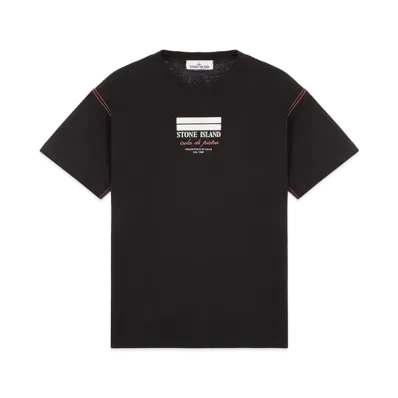 Stone Island 20894 COTTON JERSEY 'ULTRA INSTITUTIONAL THREE' PRINT_REGULAR FIT "Black"
