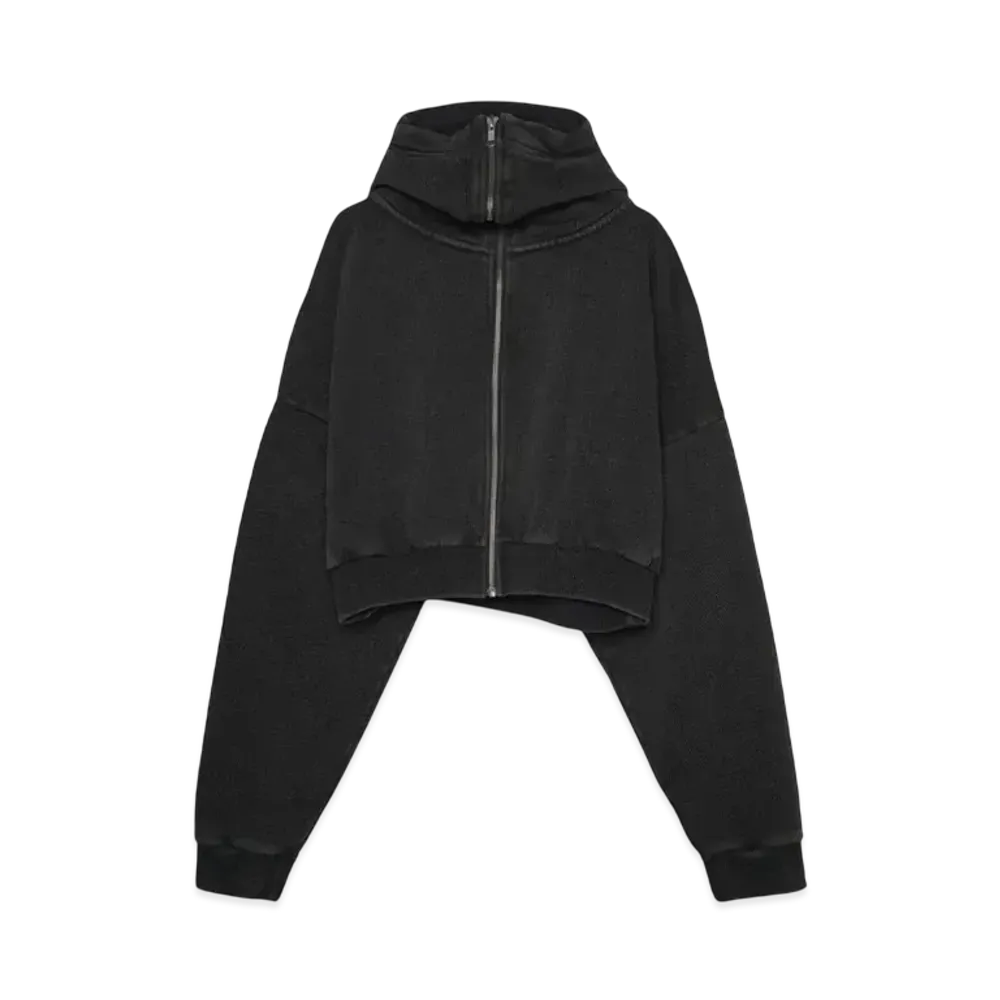 Entire Studios CROPPED FULL ZIP "WASHED BLACK"