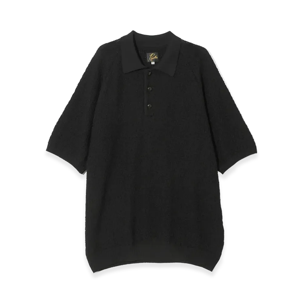 NEEDLES S/S Polo Sweater - Merino Wool Knit "Black"