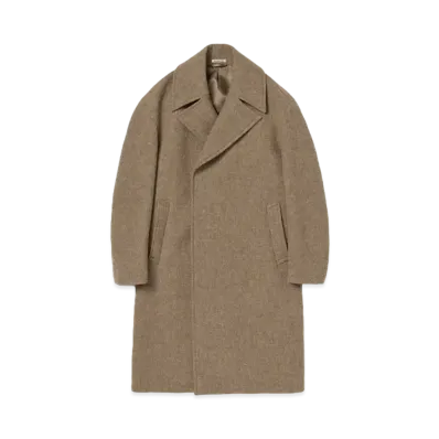 AURALEE Sponge Wool Melton Double-Breasted Coat "Top Brown"