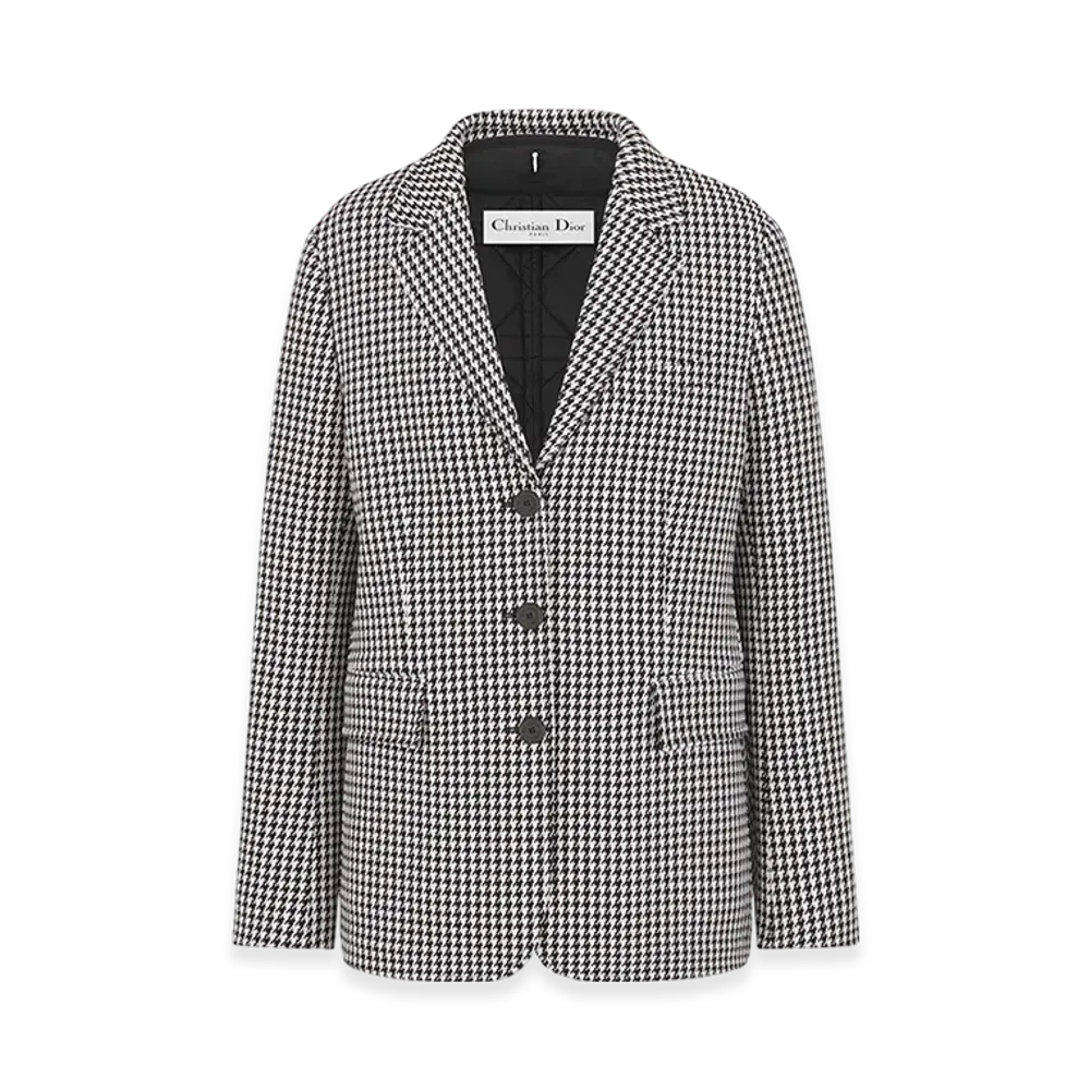 Dior Women's 2-In-1 Jacket Houndstooth Wool "Black/White"