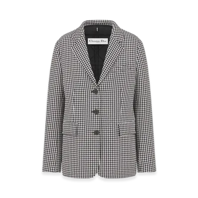 Dior Women's 2-In-1 Jacket Houndstooth Wool "Black/White"