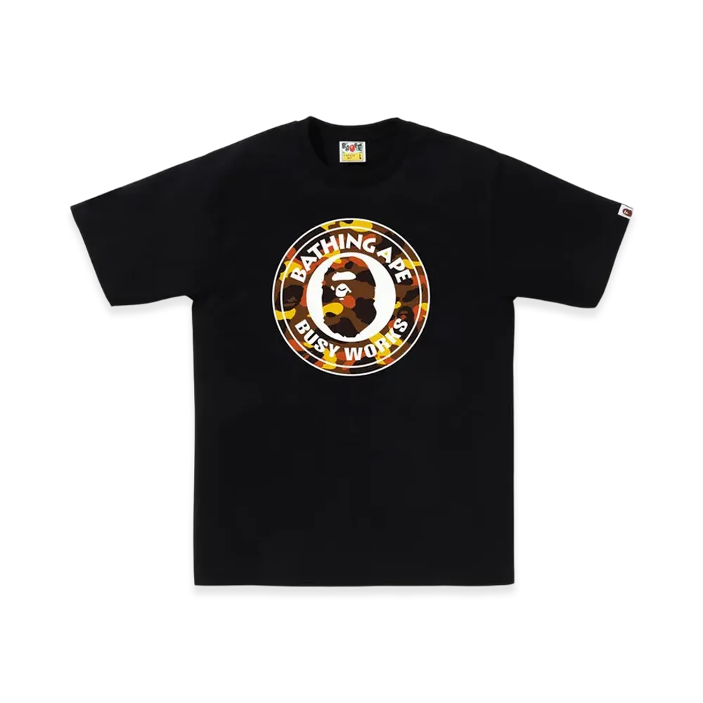 A BATHING APE 1St Camo Busy Works Tee "Black/Orange"
