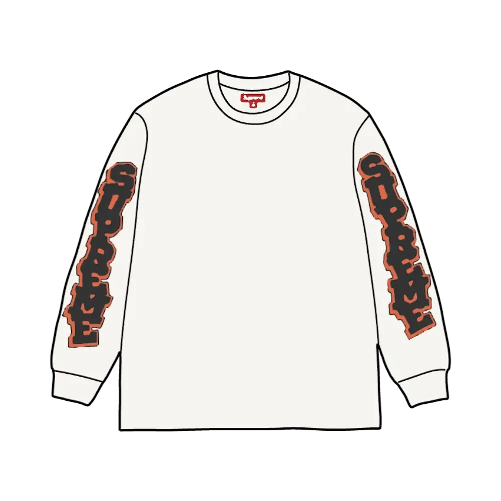 Supreme Cracked Sleeve L/S Top "Washed White"