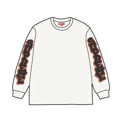 Supreme Cracked Sleeve L/S Top "Washed White"