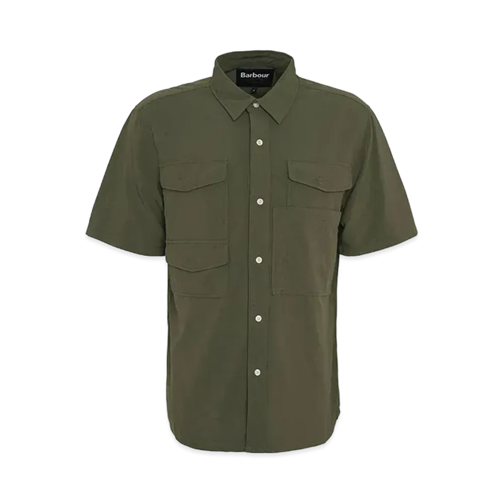 Barbour Heritage + / Heritage Plus Lisle Nylon Short Sleeve Safari Shirt (Oversized Fit) "Olive"