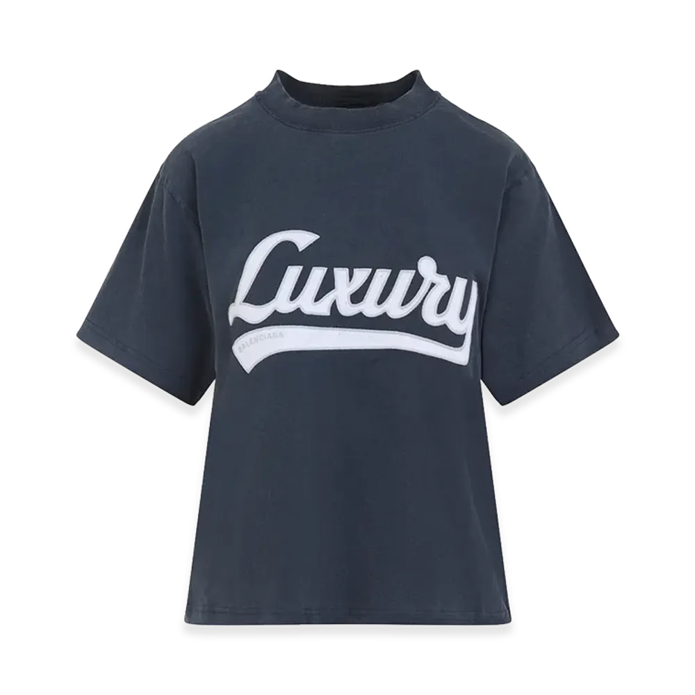 BALENCIAGA Women's T-Shirt With Luxury Script "Blue"