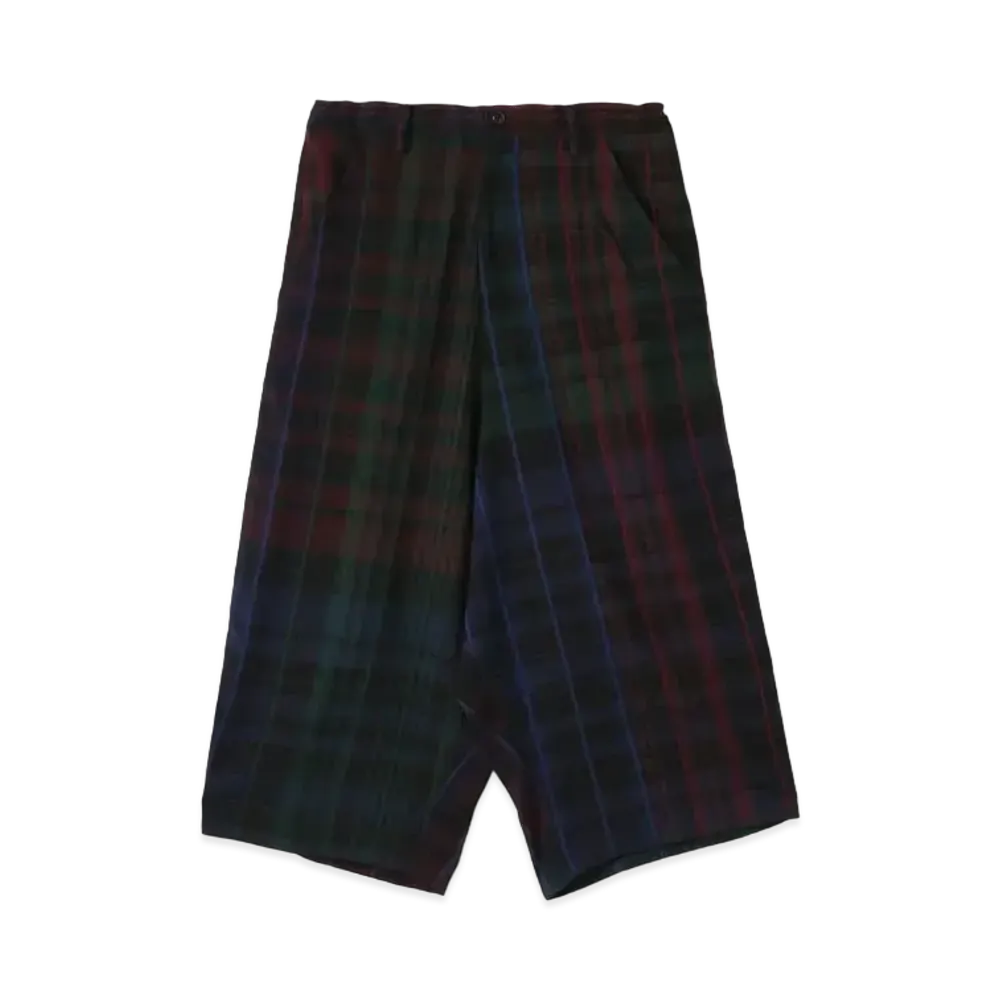 Yohji Yamamoto Y's WOOL RAYON CHECK BIG THICK PANTS "Black"