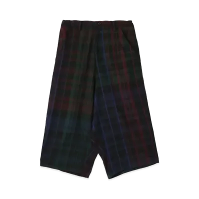 Yohji Yamamoto Y's WOOL RAYON CHECK BIG THICK PANTS "Black"