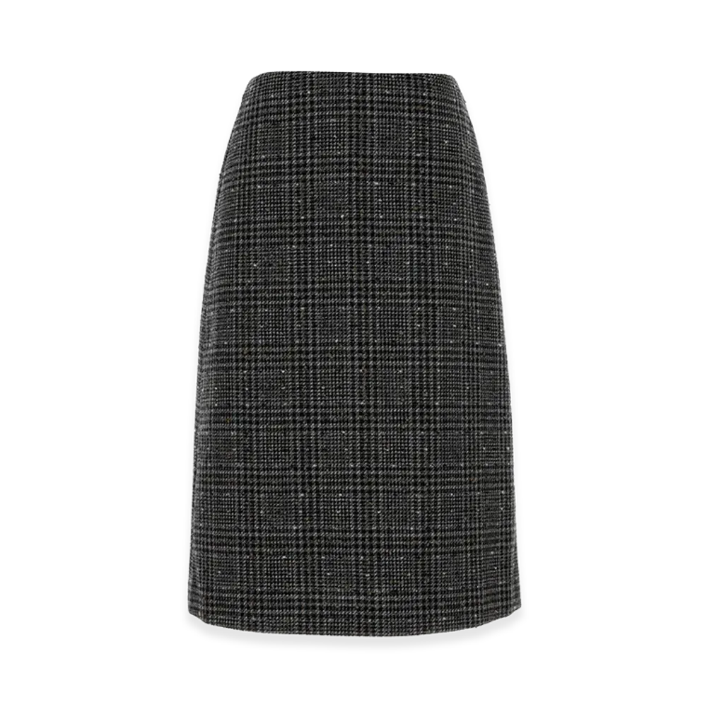 FENDI Women's Embroidered Tweed Skirt "Dark Gray"