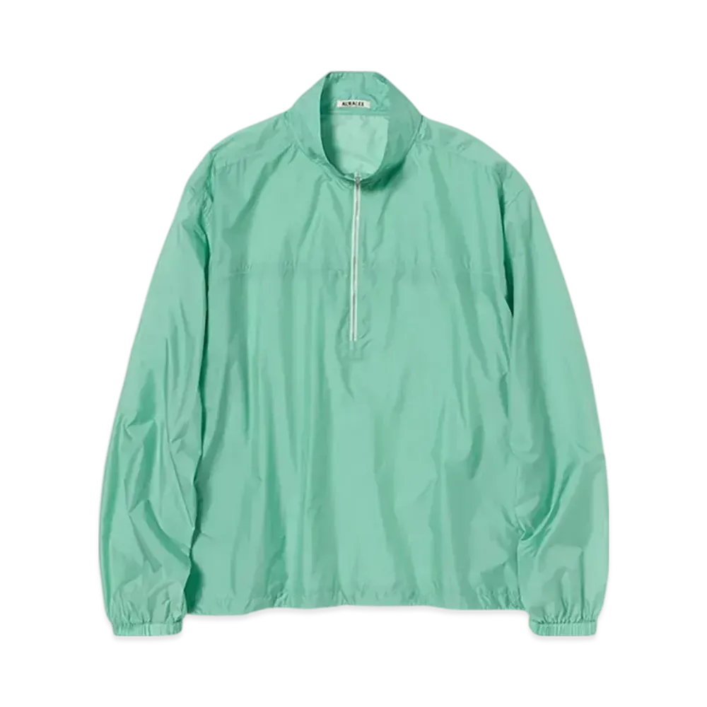 AURALEE Light Sheer Nylon Half Zip P/O "Jade Green"