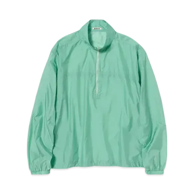 AURALEE Light Sheer Nylon Half Zip P/O "Jade Green"