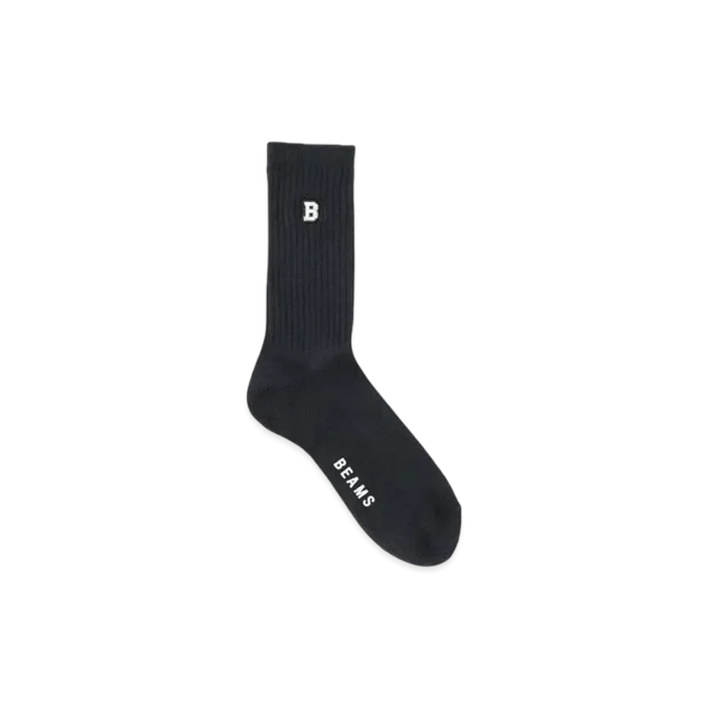BEAMS B Patch Logo Socks "Navy"