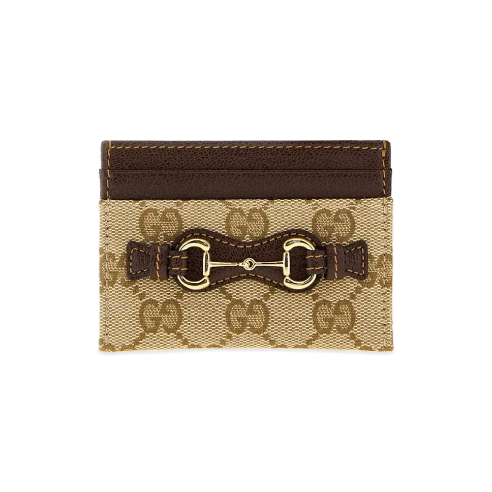 GUCCI Women's Card Case With Horsebit "Sand/Brown"