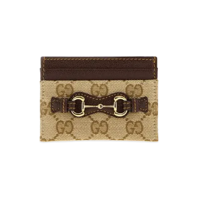 GUCCI Women's Card Case With Horsebit "Sand/Brown"