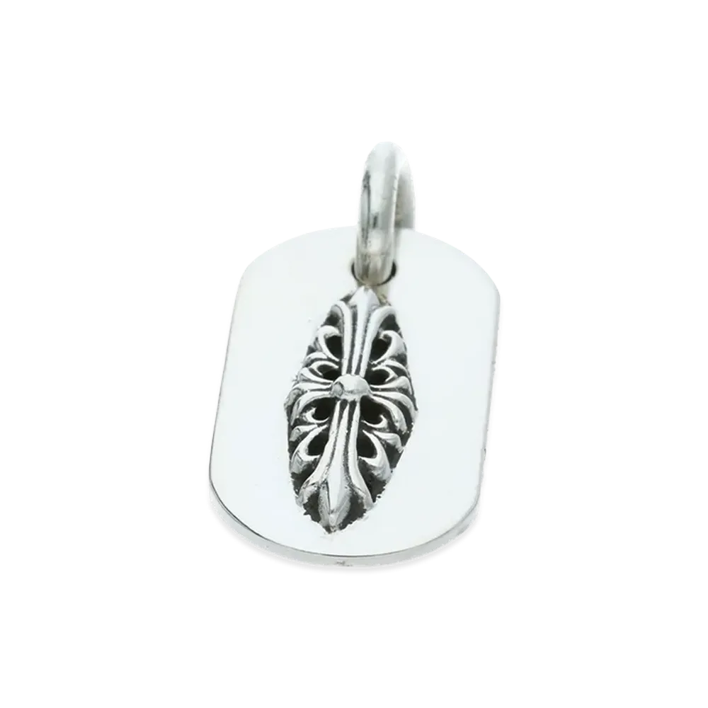 Chrome Hearts Dog Tag S-Lazed Floral Cross "Silver"