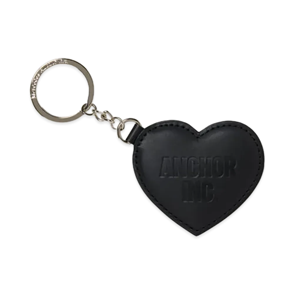Mercedes Anchor inc. Bold Logo Leather Heart Keychain "Black"