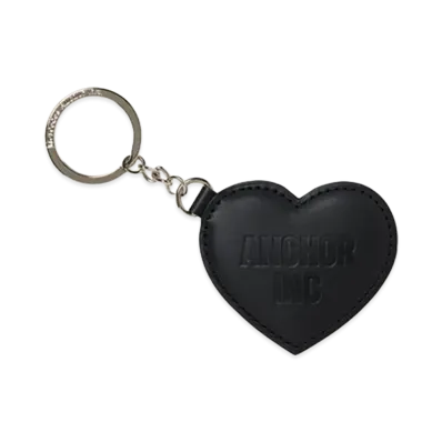 Mercedes Anchor inc. Bold Logo Leather Heart Keychain "Black"