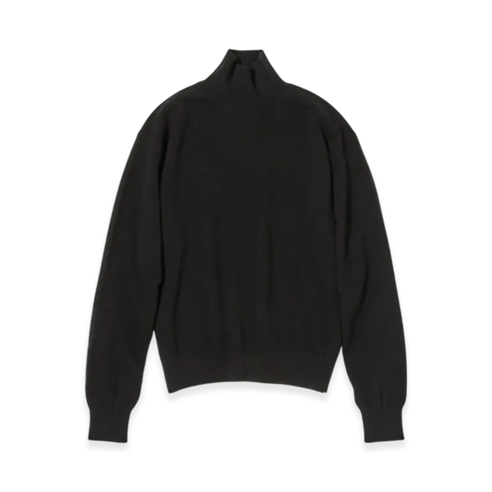 AURALEE Baby Cashmere Knit Turtle "Top Black"