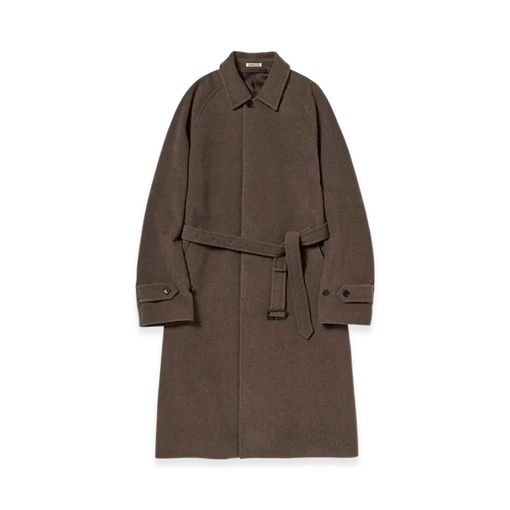 AURALEE Super Fine Wool Mosser Soutien Collar Coat "Top Brown"