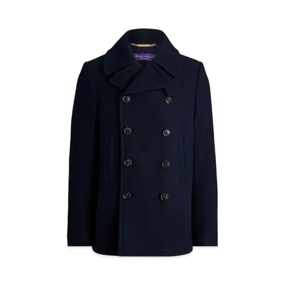 Ralph Lauren Purple Label Fullerton Wool Cashmere Pea Coat "Navy"
