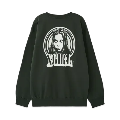 X-Girl Circle Background Face Logo Big Sweat Top "Black"